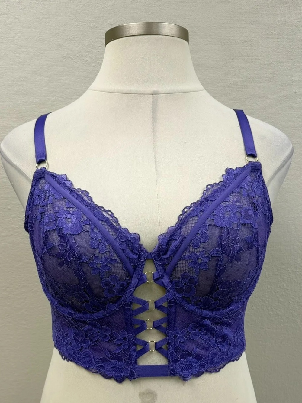 Cacique Purple Lace Longline Balconette Bra - Size 38DDD